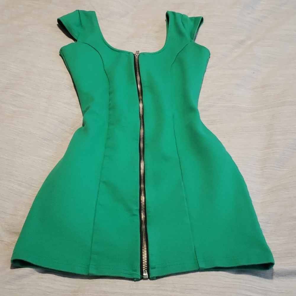 H&M green body con mini dress